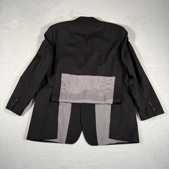 Hugo Boss Blazer Men Size 44R Gray Striped Colombo Pasolini Movie US 100% Wool - Picture 14 of 14